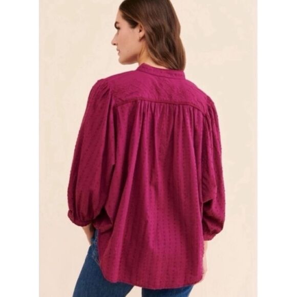 Pilcro by Anthropologie Tavi magenta button down oversized blouse top size‎ xs - Picture 6 of 14